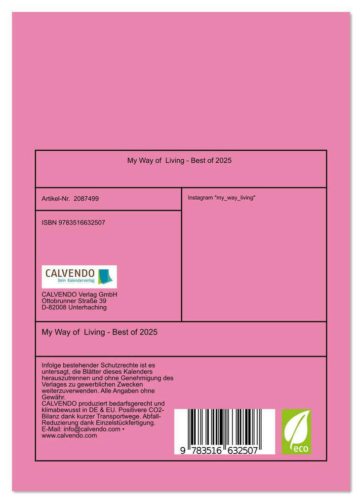 Weitere Ansicht: My Way of Living - Best of 2025 (Tischkalender 2026 DIN A5 hoch), CALVENDO Monatskalender | my way living, Calvendo