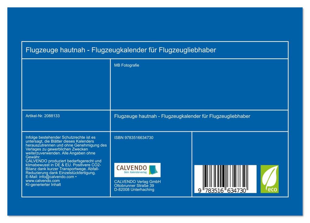 Weitere Ansicht: Flugzeuge hautnah - Flugzeugkalender für Flugzeugliebhaber (Tischkalender 2026 DIN A5 quer), CALVENDO Monatskalender | MB Fotografie, Calvendo