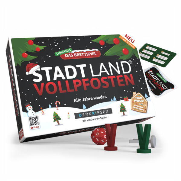 Produktbild: DENKRIESEN - STADT LAND VOLLPFOSTEN® Das Brettspiel Christmas Edition | Grundspiel inkl. Weinachts Erweiterung | Denis Görz, Ricardo Barreto