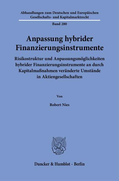 Produktbild: Anpassung hybrider Finanzierungsinstrumente | Robert Nies