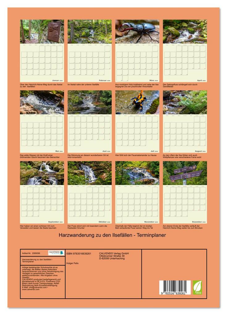 Weitere Ansicht: Harzwanderung zu den Ilsefällen - Terminplaner (Wandkalender 2026 DIN A3 hoch), CALVENDO Monatskalender | Holger Felix, Calvendo