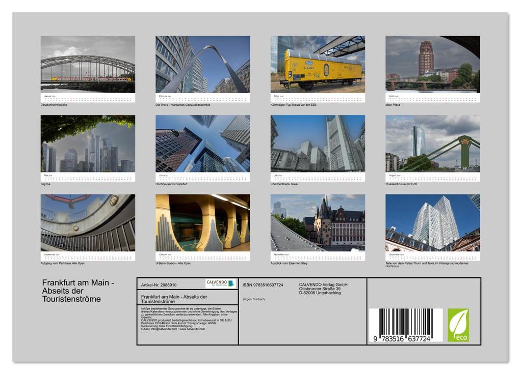 Weitere Ansicht: Frankfurt am Main - Abseits der Touristenströme (Wandkalender 2026 DIN A4 quer), CALVENDO Monatskalender | Jürgen Trimbach, Calvendo