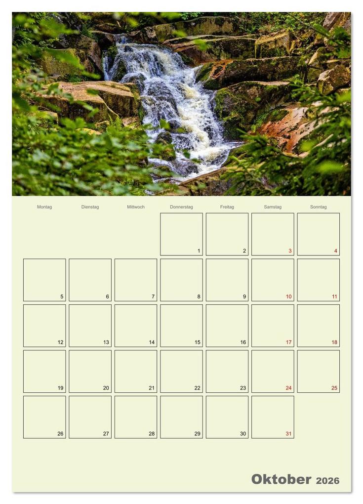 Weitere Ansicht: Harzwanderung zu den Ilsefällen - Terminplaner (Wandkalender 2026 DIN A4 hoch), CALVENDO Monatskalender | Holger Felix, Calvendo