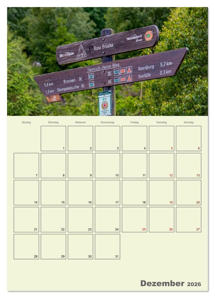 Weitere Ansicht: Harzwanderung zu den Ilsefällen - Terminplaner (Wandkalender 2026 DIN A4 hoch), CALVENDO Monatskalender | Holger Felix, Calvendo