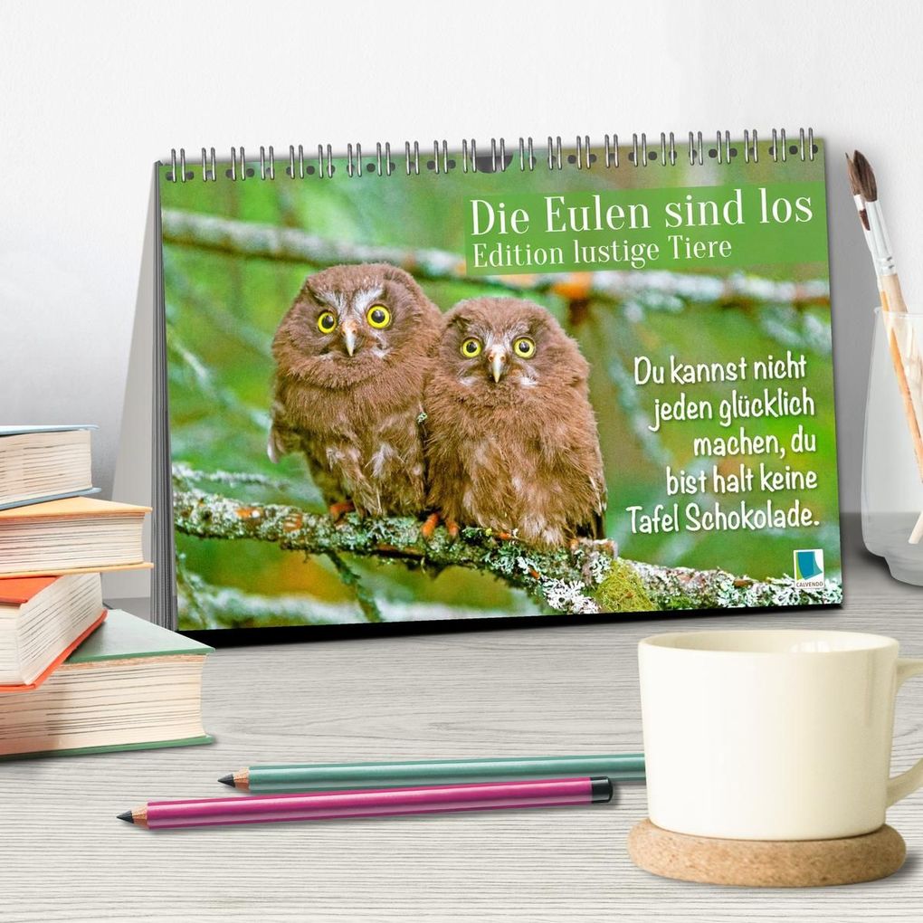 Weitere Ansicht: Die Eulen sind los: Edition lustige Tiere (Tischkalender 2026 DIN A5 quer), CALVENDO Monatskalender | CALVENDO CALVENDO, Calvendo