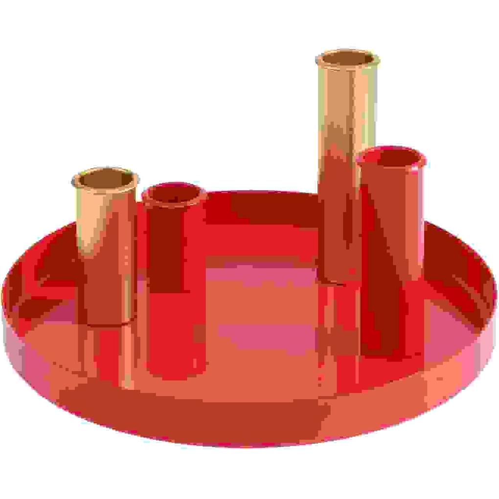 Weitere Ansicht: Metalltablett mit 4 Kerzenhaltern, Rot-Gold