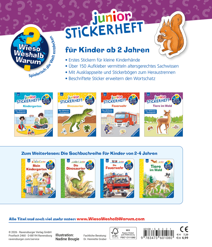 Weitere Ansicht: Wieso? Weshalb? Warum? junior Stickerheft - Tiere im Wald