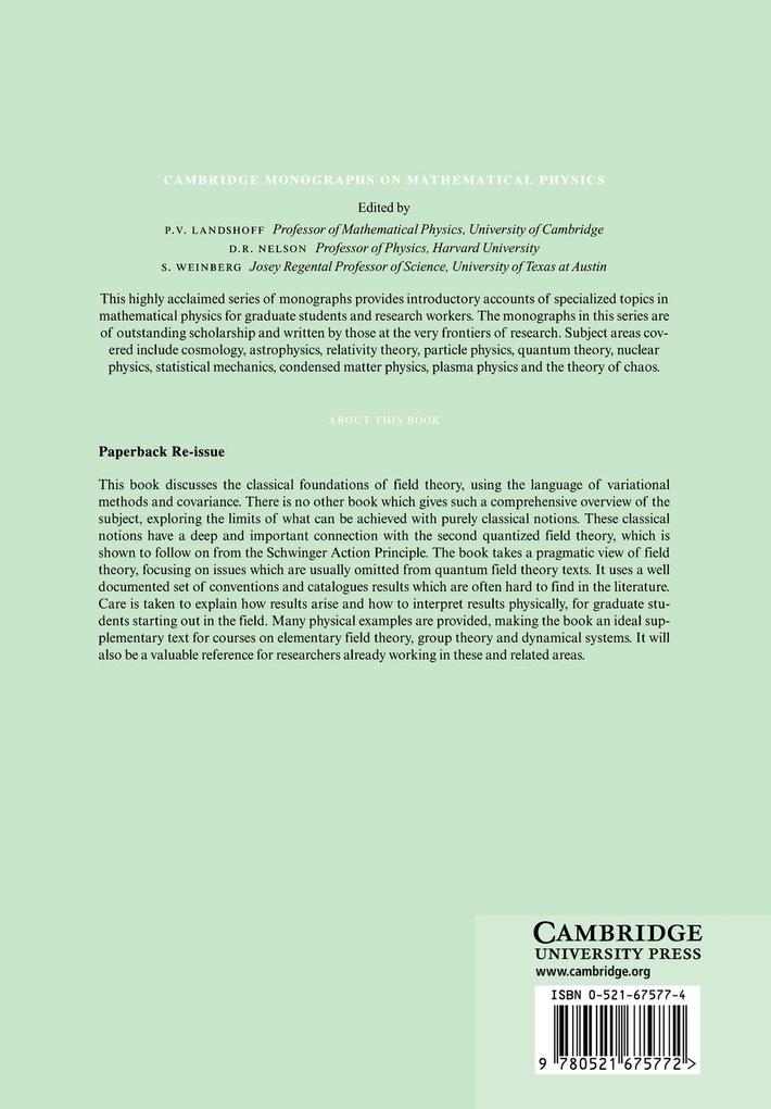 Weitere Ansicht: Classical Covariant Fields | Mark Burgess