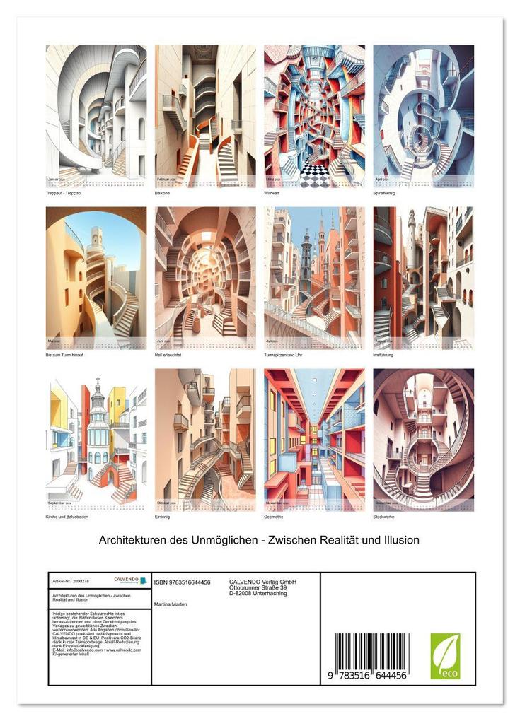 Weitere Ansicht: Architekturen des Unmöglichen - Zwischen Realität und Illusion (Wandkalender 2026 DIN A4 hoch), CALVENDO Monatskalender | Martina Marten, Calvendo