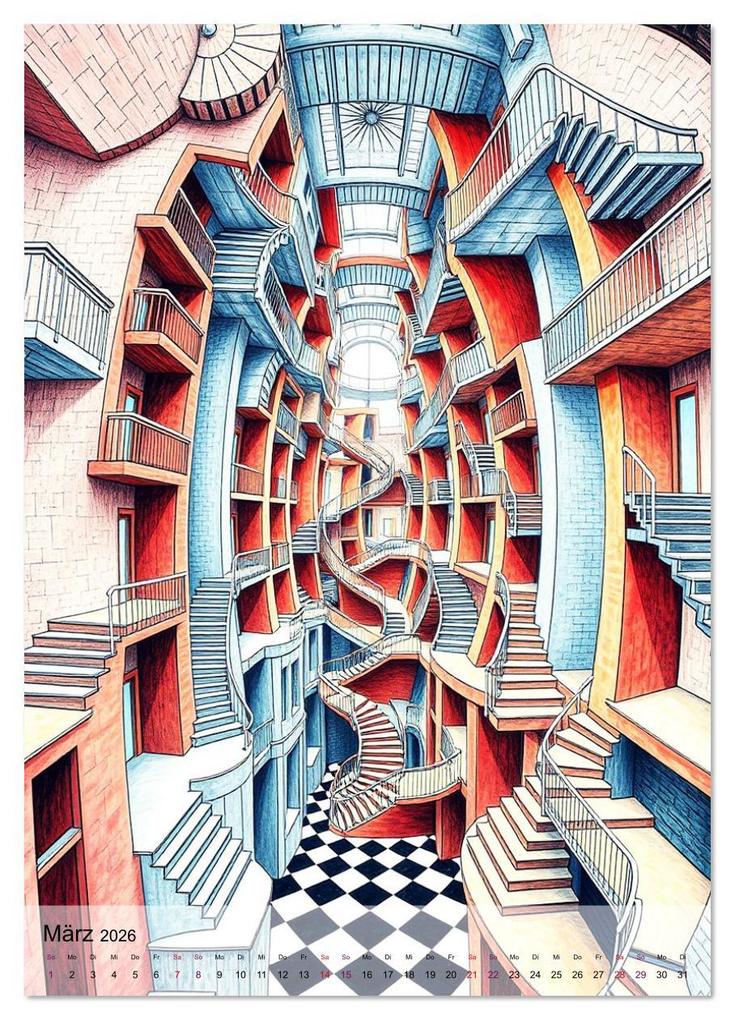 Weitere Ansicht: Architekturen des Unmöglichen - Zwischen Realität und Illusion (Wandkalender 2026 DIN A4 hoch), CALVENDO Monatskalender | Martina Marten, Calvendo