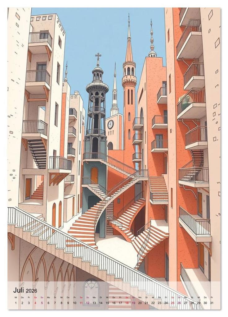 Weitere Ansicht: Architekturen des Unmöglichen - Zwischen Realität und Illusion (Wandkalender 2026 DIN A4 hoch), CALVENDO Monatskalender | Martina Marten, Calvendo