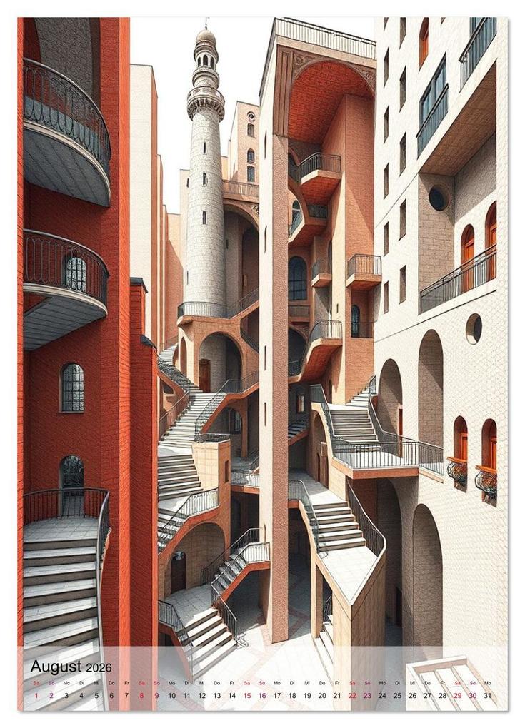 Weitere Ansicht: Architekturen des Unmöglichen - Zwischen Realität und Illusion (Wandkalender 2026 DIN A4 hoch), CALVENDO Monatskalender | Martina Marten, Calvendo