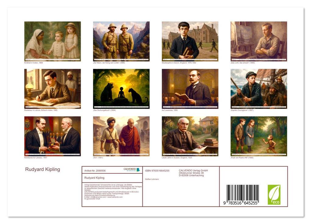 Weitere Ansicht: Rudyard Kipling (Wandkalender 2026 DIN A4 quer), CALVENDO Monatskalender | Steffani Lehmann, Calvendo