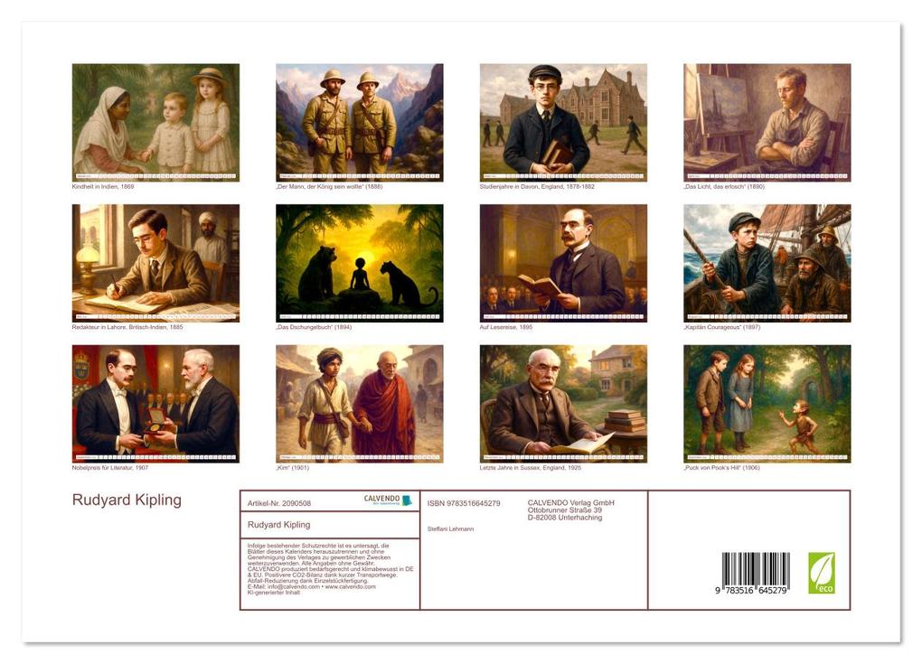 Weitere Ansicht: Rudyard Kipling (Wandkalender 2026 DIN A3 quer), CALVENDO Monatskalender | Steffani Lehmann, Calvendo