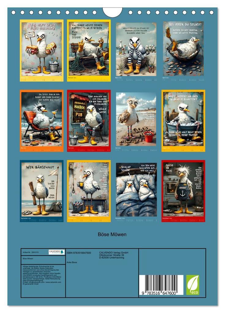 Weitere Ansicht: Böse Möwen (Wandkalender 2026 DIN A4 hoch), CALVENDO Monatskalender | Dinklage, Anke Boos, Calvendo, Dinklage Boos