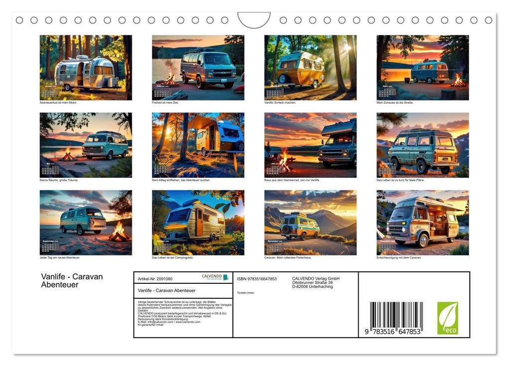 Weitere Ansicht: Vanlife - Caravan Abenteuer (Wandkalender 2026 DIN A4 quer), CALVENDO Monatskalender | Torsten Irmer, Calvendo