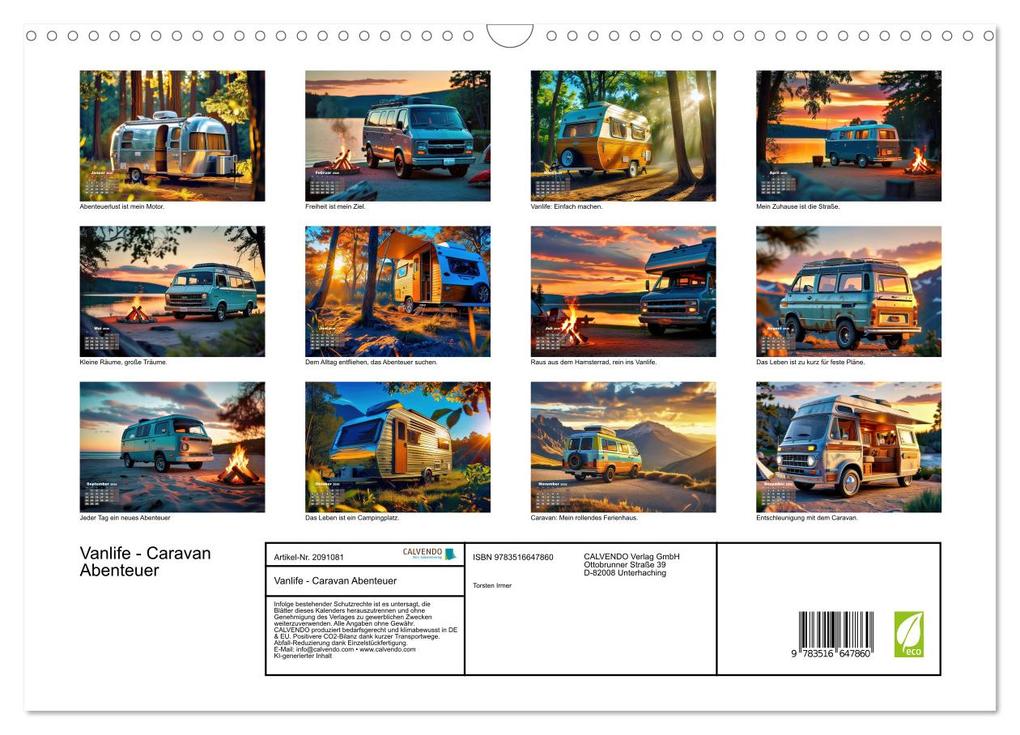 Weitere Ansicht: Vanlife - Caravan Abenteuer (Wandkalender 2026 DIN A3 quer), CALVENDO Monatskalender | Torsten Irmer, Calvendo