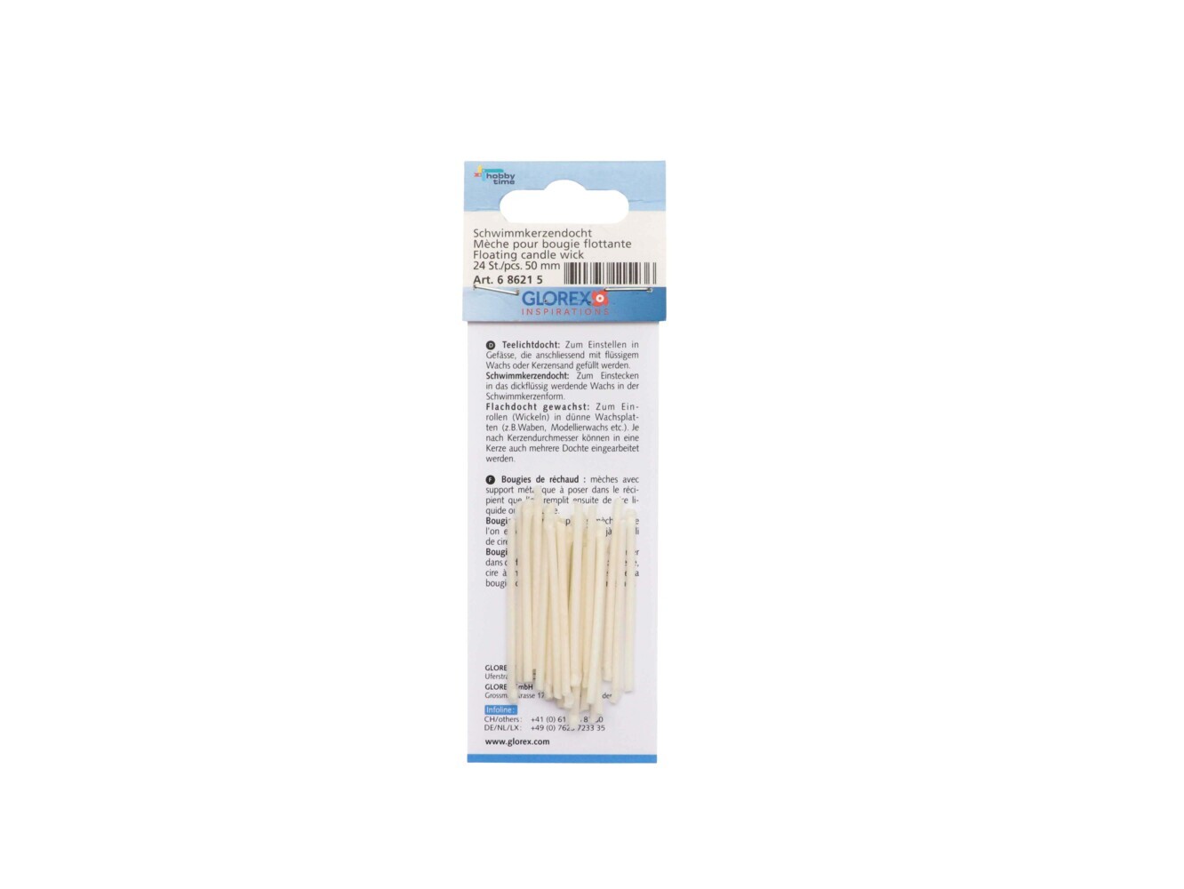 Produktbild: Schwimmkerzendocht 24St 50mm 3x14 Flachdocht gewachst