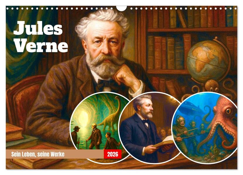 Produktbild: Jules Verne. Sein Leben, seine Werke (Wandkalender 2026 DIN A3 quer), CALVENDO Monatskalender | Steffani Lehmann, Calvendo