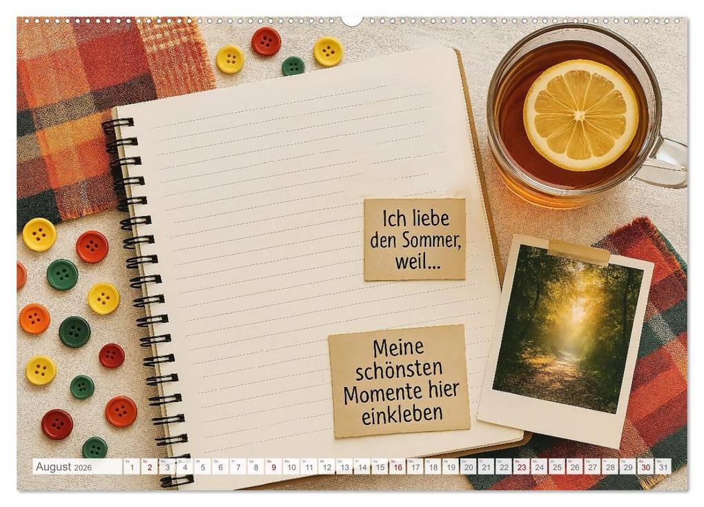 Weitere Ansicht: Lächeln sammeln - Dein persönlicher Glückskalender zum Mitgestalten (hochwertiger Premium Wandkalender 2026 DIN A2 quer), Kunstdruck in Hochglanz | Fred Schimak, Calvendo