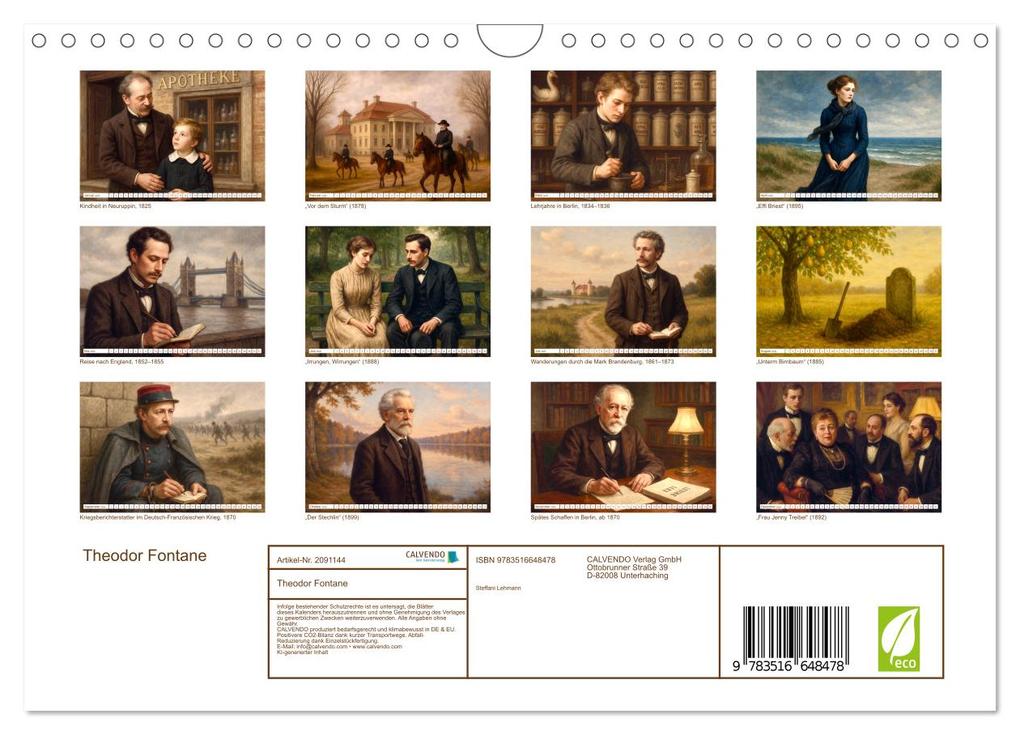 Weitere Ansicht: Theodor Fontane (Wandkalender 2026 DIN A4 quer), CALVENDO Monatskalender | Steffani Lehmann, Calvendo