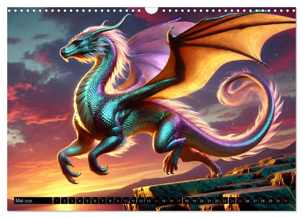 Weitere Ansicht: Prächtige Drachen, gut oder böse? (Wandkalender 2026 DIN A3 quer), CALVENDO Monatskalender | Sandra Lorenzen-Müller, Calvendo