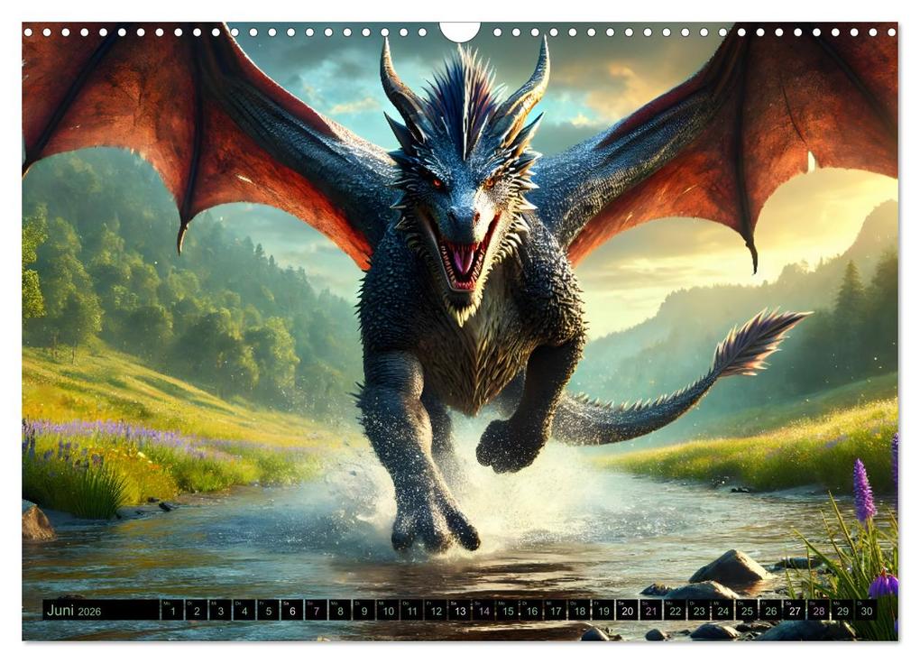 Weitere Ansicht: Prächtige Drachen, gut oder böse? (Wandkalender 2026 DIN A3 quer), CALVENDO Monatskalender | Sandra Lorenzen-Müller, Calvendo