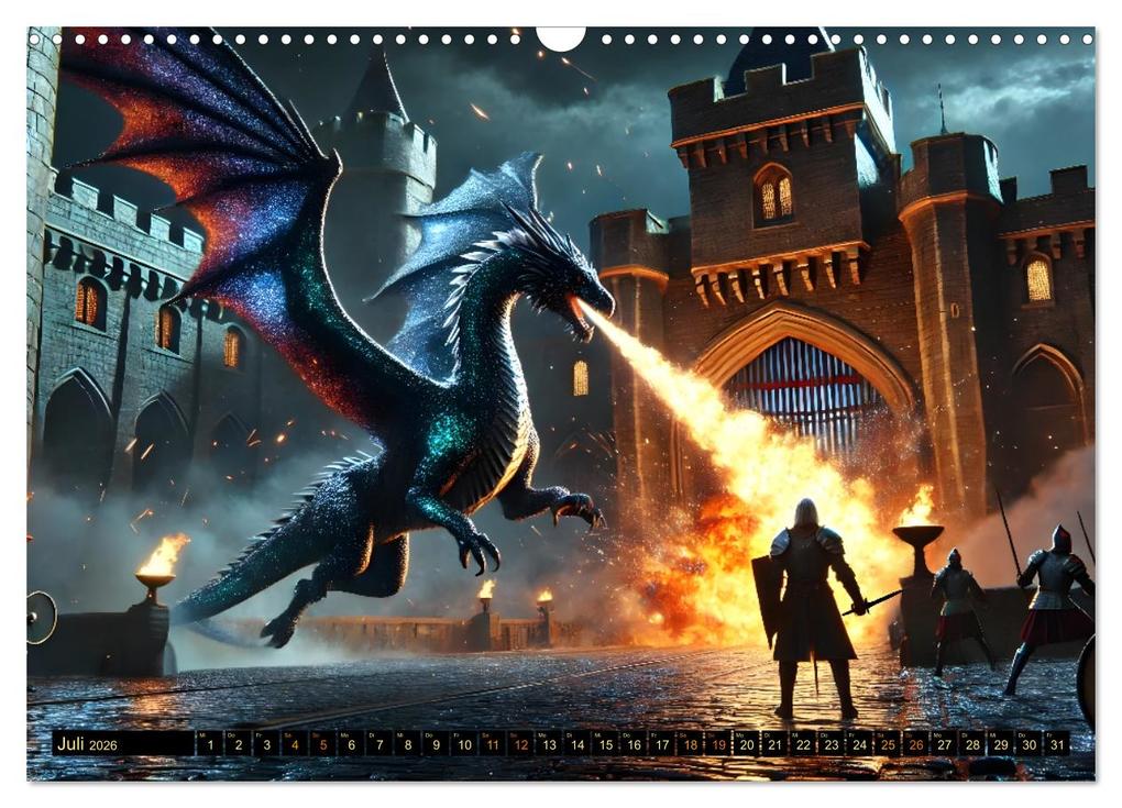 Weitere Ansicht: Prächtige Drachen, gut oder böse? (Wandkalender 2026 DIN A3 quer), CALVENDO Monatskalender | Sandra Lorenzen-Müller, Calvendo