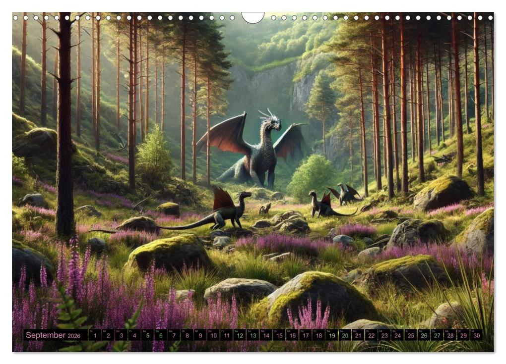 Weitere Ansicht: Prächtige Drachen, gut oder böse? (Wandkalender 2026 DIN A3 quer), CALVENDO Monatskalender | Sandra Lorenzen-Müller, Calvendo
