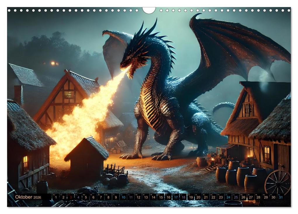 Weitere Ansicht: Prächtige Drachen, gut oder böse? (Wandkalender 2026 DIN A3 quer), CALVENDO Monatskalender | Sandra Lorenzen-Müller, Calvendo