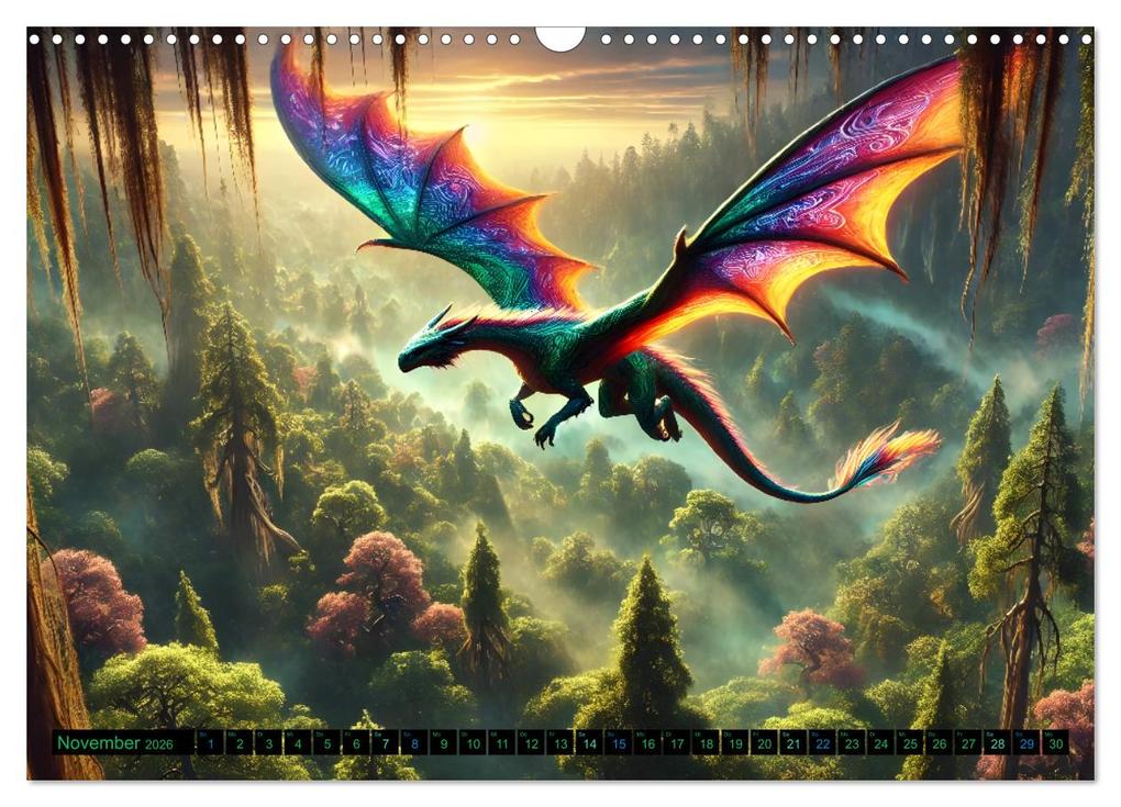 Weitere Ansicht: Prächtige Drachen, gut oder böse? (Wandkalender 2026 DIN A3 quer), CALVENDO Monatskalender | Sandra Lorenzen-Müller, Calvendo