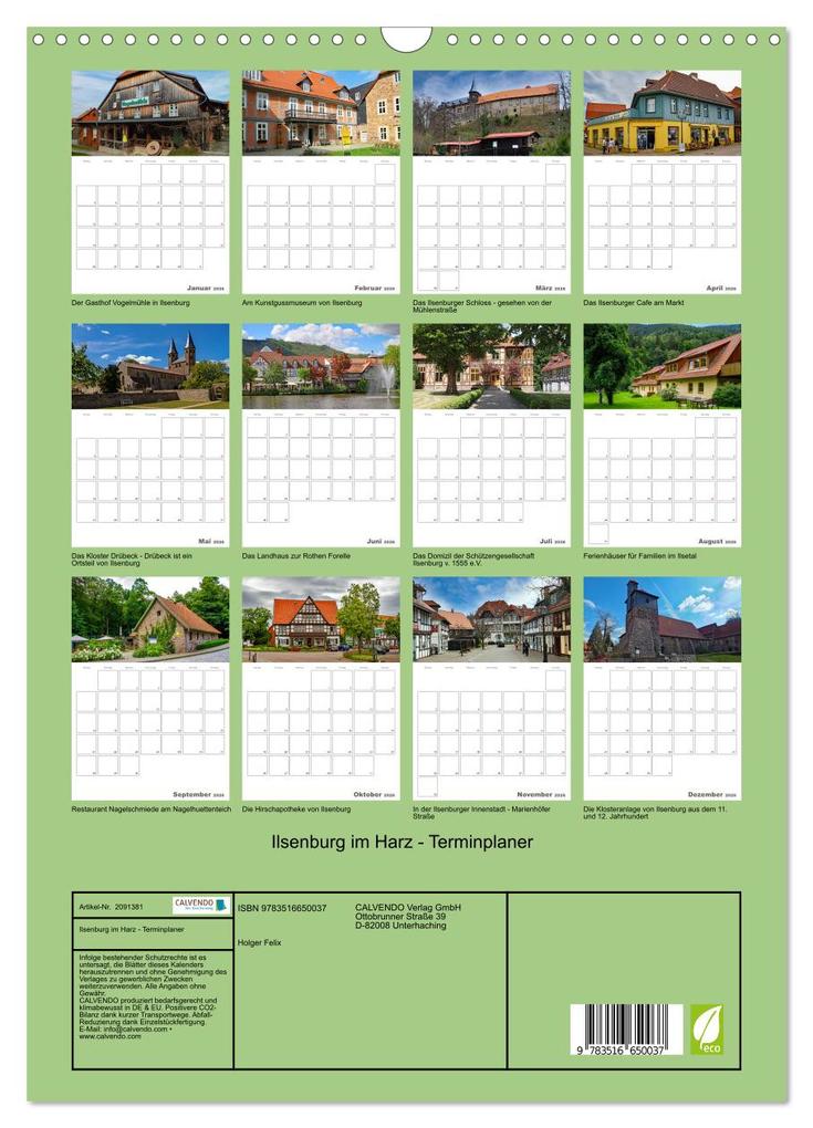 Weitere Ansicht: Ilsenburg im Harz - Terminplaner (Wandkalender 2026 DIN A3 hoch), CALVENDO Monatskalender | Holger Felix, Calvendo