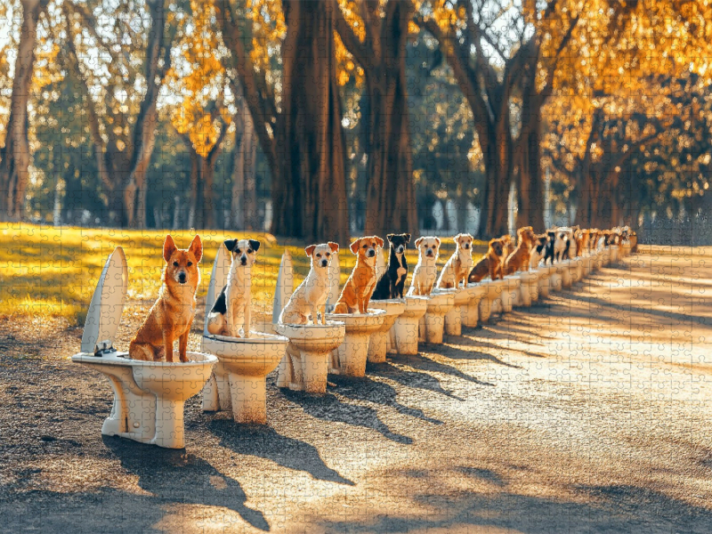 Weitere Ansicht: CALVENDO Puzzle Hundeschlange auf dem Klo - tierischer Humor für Puzzlefans | 1000 Teile Lege-Größe 64x48cm Foto-Puzzle für glückliche Stunden | Calvendo