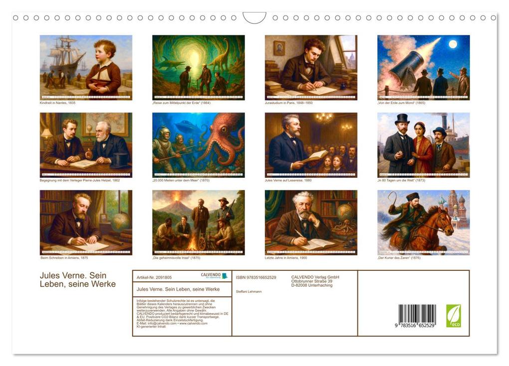 Weitere Ansicht: Jules Verne. Sein Leben, seine Werke (Wandkalender 2026 DIN A3 quer), CALVENDO Monatskalender | Steffani Lehmann, Calvendo