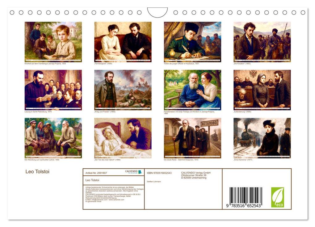 Weitere Ansicht: Leo Tolstoi (Wandkalender 2026 DIN A4 quer), CALVENDO Monatskalender | Steffani Lehmann, Calvendo