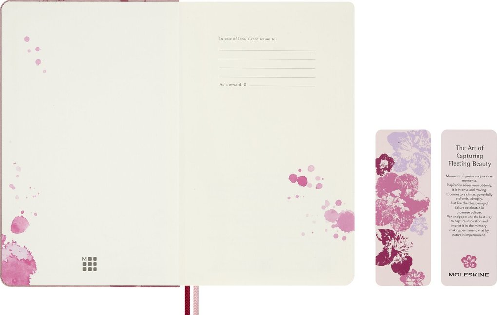 Weitere Ansicht: Moleskine 18 Monate Sakura Wochen Notizkalender limitierte Ausgabe 2026/2027, L/A5, 1 Wo = 1 Seite, rechts linierte Seite, fester Einband