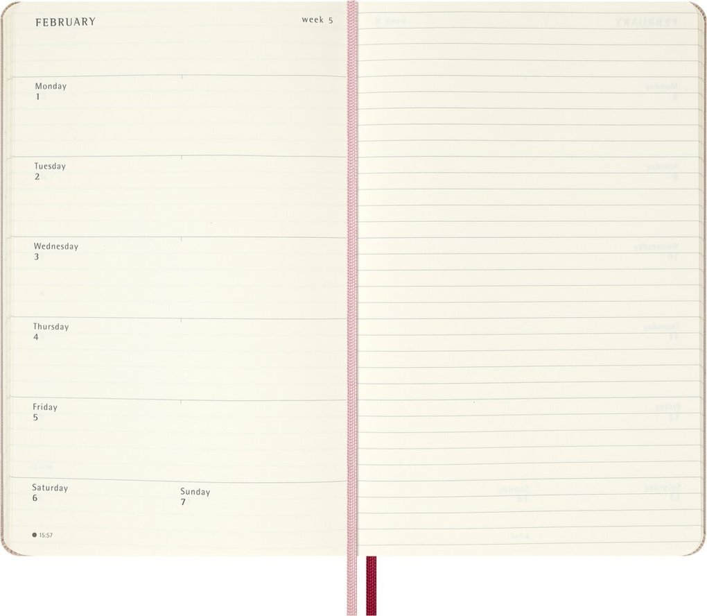 Weitere Ansicht: Moleskine 18 Monate Sakura Wochen Notizkalender limitierte Ausgabe 2026/2027, L/A5, 1 Wo = 1 Seite, rechts linierte Seite, fester Einband