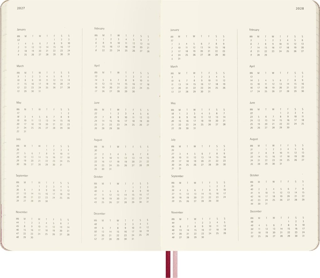 Weitere Ansicht: Moleskine 18 Monate Sakura Wochen Notizkalender limitierte Ausgabe 2026/2027, L/A5, 1 Wo = 1 Seite, rechts linierte Seite, fester Einband