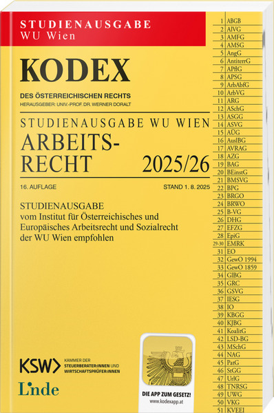 Produktbild: KODEX Studienausgabe Arbeitsrecht WU 2025/26