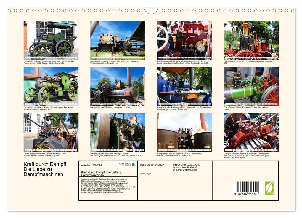 Weitere Ansicht: Kraft durch Dampf! Die Liebe zu Dampfmaschinen (Wandkalender 2026 DIN A3 quer), CALVENDO Monatskalender | Frank Gayde, Calvendo