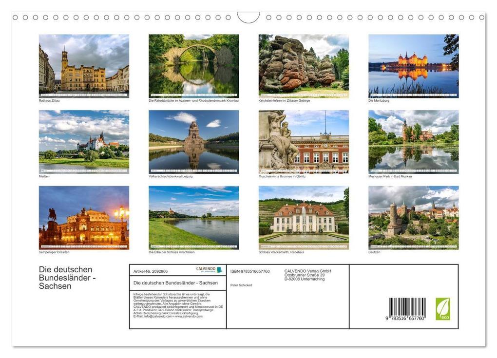 Weitere Ansicht: Die deutschen Bundesländer - Sachsen (Wandkalender 2026 DIN A3 quer), CALVENDO Monatskalender | Peter Schickert, Calvendo