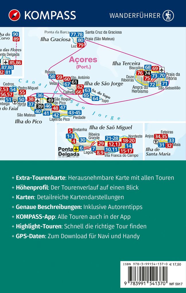 Weitere Ansicht: KOMPASS Wanderführer Azoren, 90 Touren mit Extra-Tourenkarte | Peter Mertz