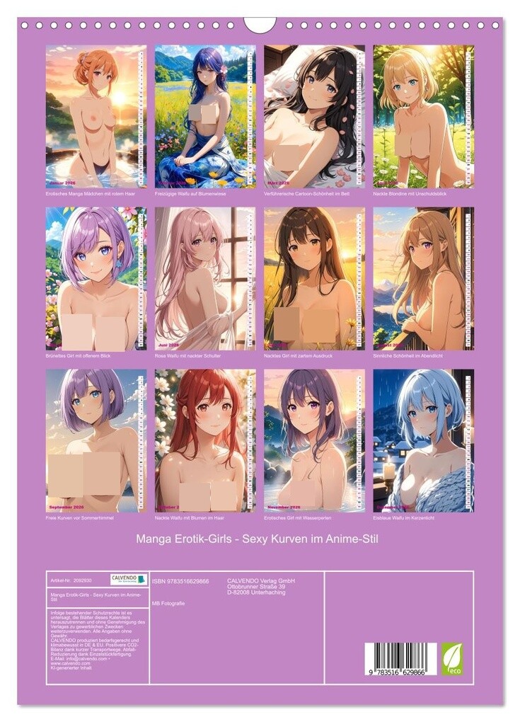 Weitere Ansicht: Manga Erotik-Girls - Sexy Kurven im Anime-Stil (Wandkalender 2026 DIN A3 hoch), CALVENDO Monatskalender | MB Fotografie, Calvendo