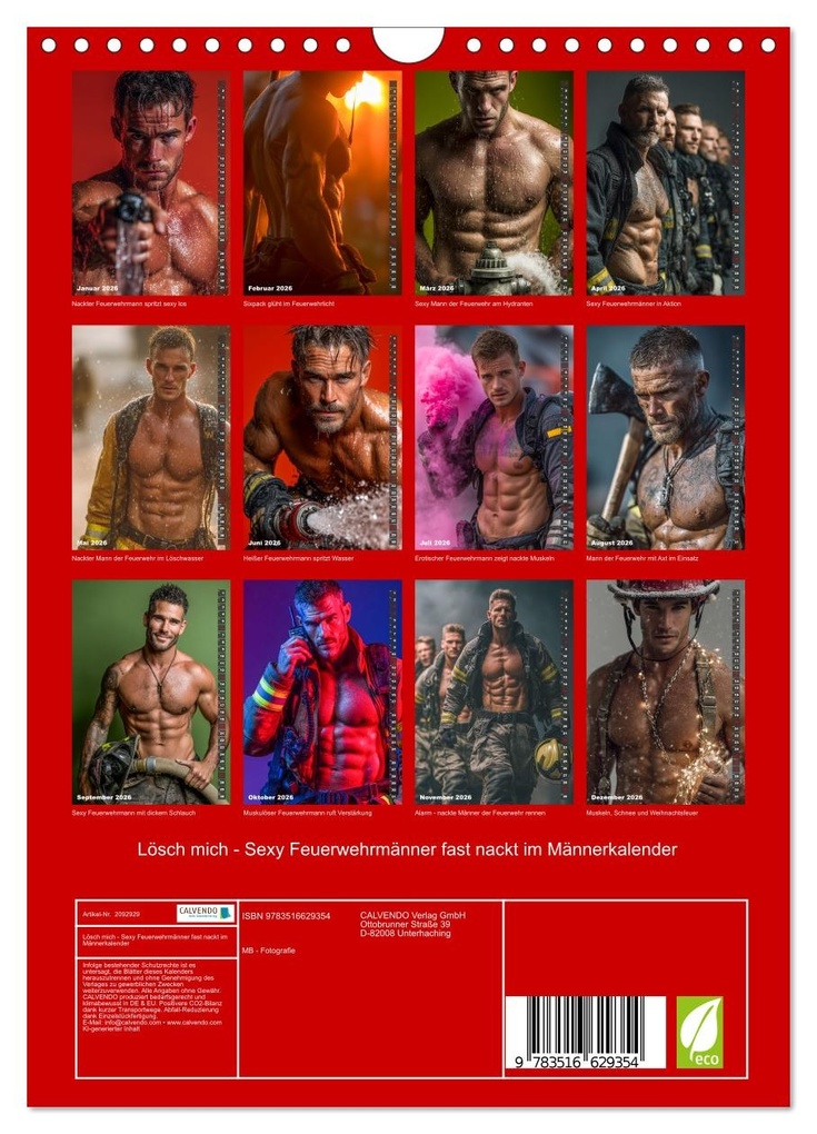 Weitere Ansicht: Lösch mich - Sexy Feuerwehrmänner fast nackt im Männerkalender (Wandkalender 2026 DIN A4 hoch), CALVENDO Monatskalender | MB - Fotografie, Calvendo