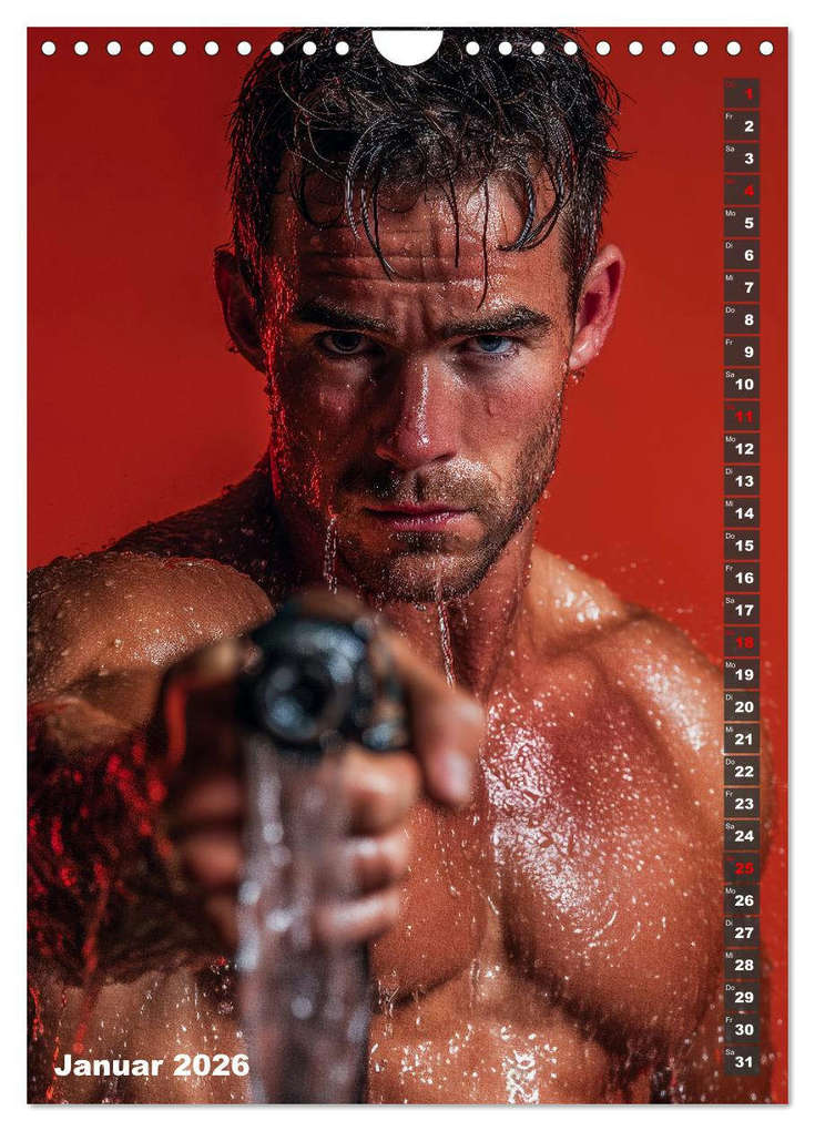 Weitere Ansicht: Lösch mich - Sexy Feuerwehrmänner fast nackt im Männerkalender (Wandkalender 2026 DIN A4 hoch), CALVENDO Monatskalender | MB - Fotografie, Calvendo