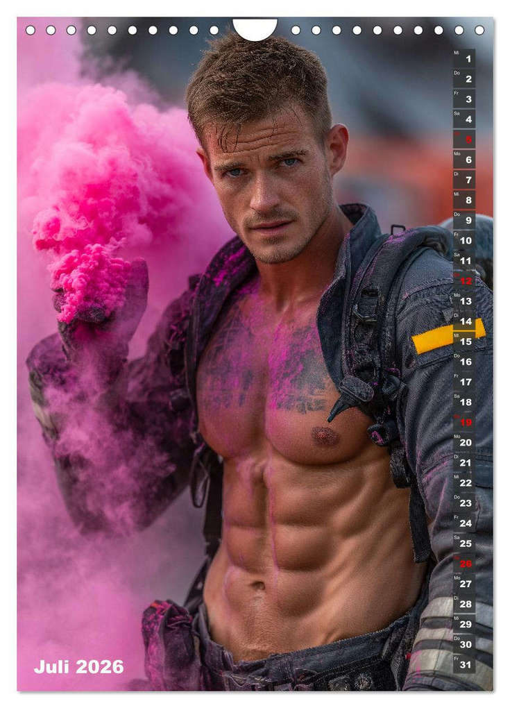 Weitere Ansicht: Lösch mich - Sexy Feuerwehrmänner fast nackt im Männerkalender (Wandkalender 2026 DIN A4 hoch), CALVENDO Monatskalender | MB - Fotografie, Calvendo