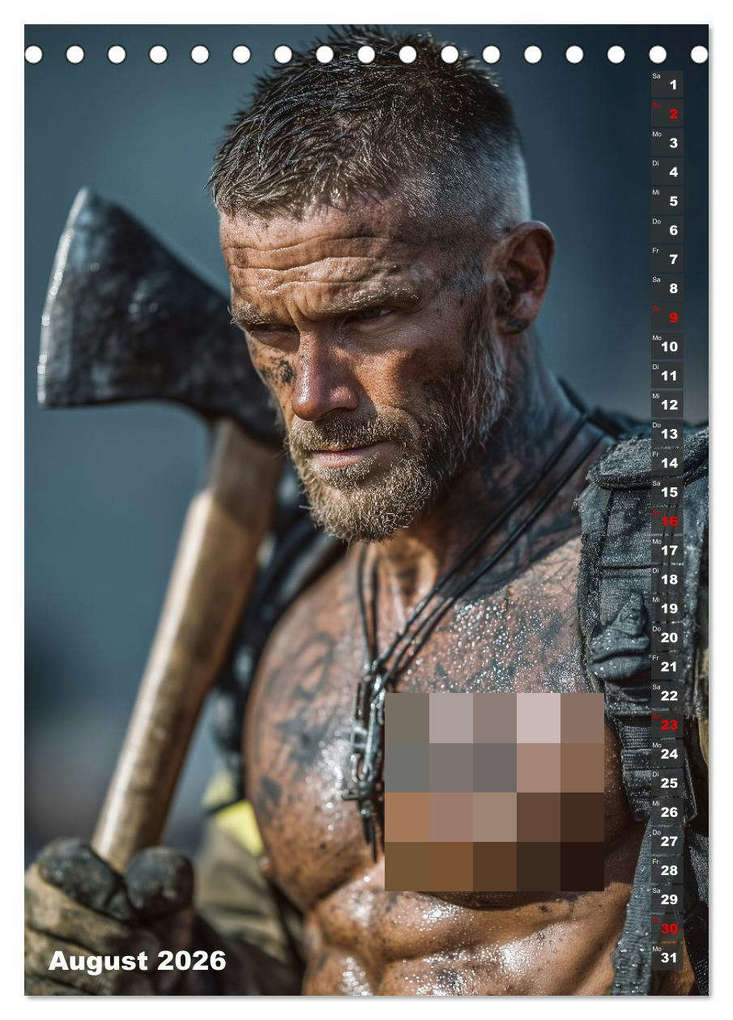 Weitere Ansicht: Lösch mich - Sexy Feuerwehrmänner fast nackt im Männerkalender (Tischkalender 2026 DIN A5 hoch), CALVENDO Monatskalender | MB - Fotografie, Calvendo