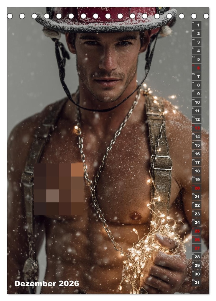 Weitere Ansicht: Lösch mich - Sexy Feuerwehrmänner fast nackt im Männerkalender (Tischkalender 2026 DIN A5 hoch), CALVENDO Monatskalender | MB - Fotografie, Calvendo