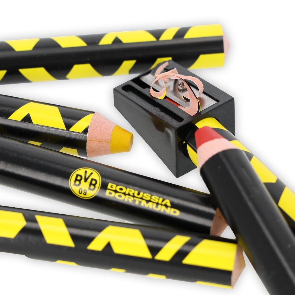 Weitere Ansicht: BVB Borussia Dortmund 3-in-1 Buntstifte/Wachsmaler 6er Set mit Anspitzer