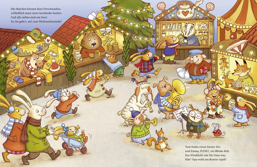 Weitere Ansicht: Wenn sieben kleine Weihnachtshasen mit Schwung durch die Adventszeit rasen | Sabine Praml